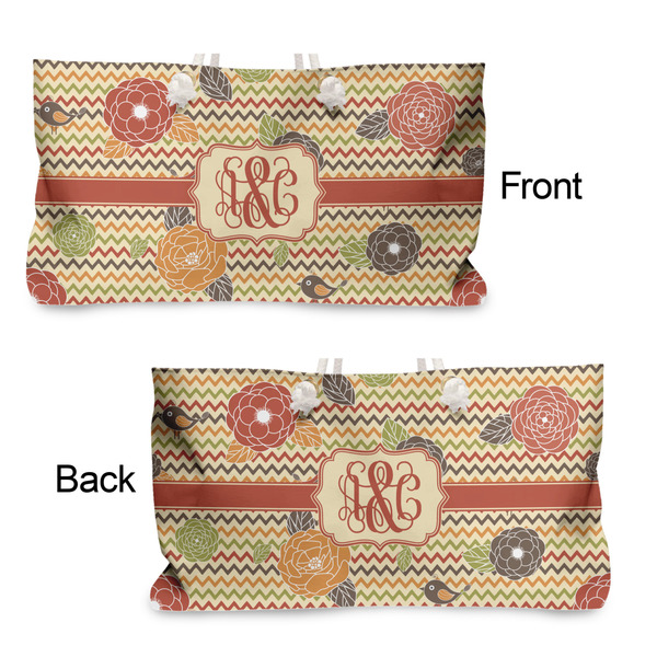 Chevron & Fall Flowers Large Rope Tote - From & Back View