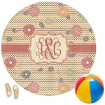 Chevron & Fall Flowers Round Beach Towel (Personalized)