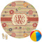 Chevron & Fall Flowers Round Beach Towel (Personalized)
