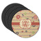 Chevron & Fall Flowers Round Rubber Backed Coasters - Set of 4 (Personalized)