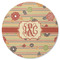 Chevron & Fall Flowers Round Rubber Backed Coaster (Personalized)