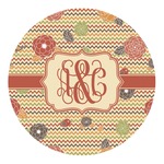 Chevron & Fall Flowers Round Decal (Personalized)
