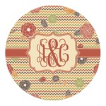 Chevron & Fall Flowers Round Decal - Medium (Personalized)