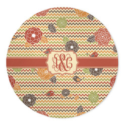 Chevron & Fall Flowers 5' Round Indoor Area Rug (Personalized)