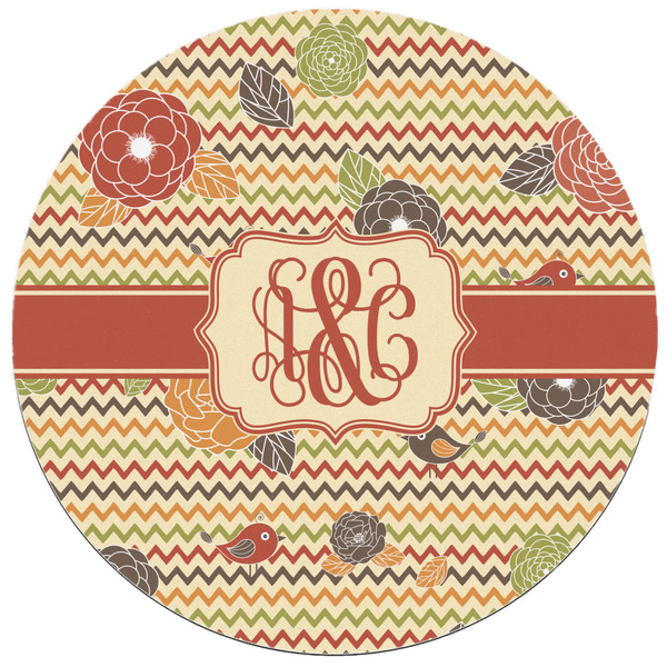 Chevron & Fall Flowers Round Mousepad - APPROVAL