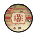 Chevron & Fall Flowers Iron On Round Patch w/ Couple's Names