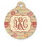 Chevron & Fall Flowers Round Pet ID Tag - Large - Front