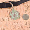 Chevron & Fall Flowers Round Pet ID Tag - Large - In Context