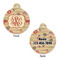 Chevron & Fall Flowers Round Pet Tag - Front & Back
