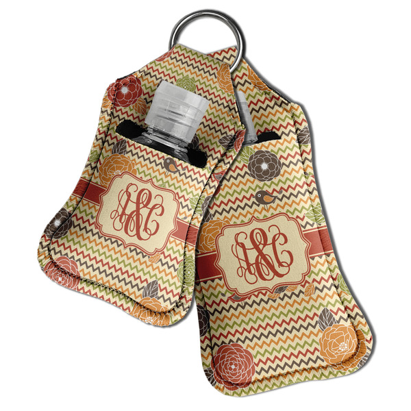 Chevron & Fall Flowers Sanitizer Holder Keychain - Both in Case (PARENT)