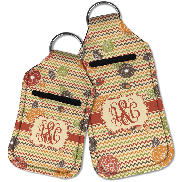Chevron & Fall Flowers Sanitizer Holder Keychain - Parent Main