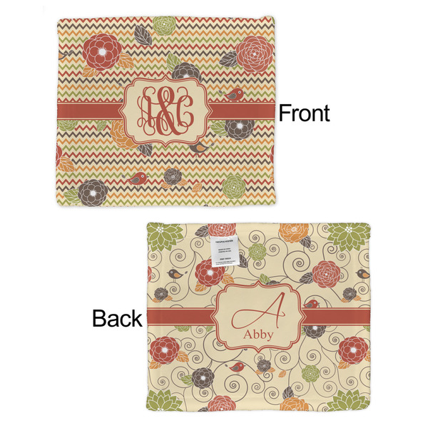 Chevron & Fall Flowers Security Blanket - Front & Back View