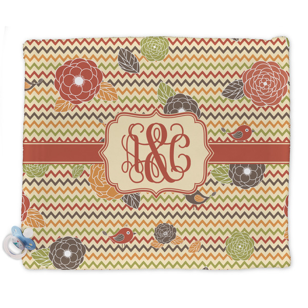 Custom Chevron & Fall Flowers Security Blanket - Single Sided (Personalized)