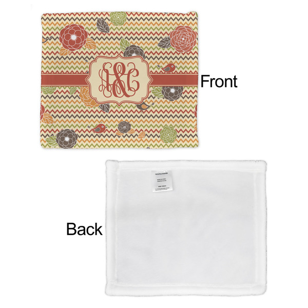 Chevron & Fall Flowers Security Blanket - Front & White Back View