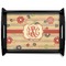 Chevron & Fall Flowers Black Wooden Tray - Large (Personalized)