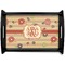 Chevron & Fall Flowers Black Wooden Tray - Small (Personalized)