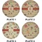 Chevron & Fall Flowers Set of Lunch / Dinner Plates (Approval)
