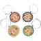 Chevron & Fall Flowers Wine Charms (Set of 4) (Personalized)
