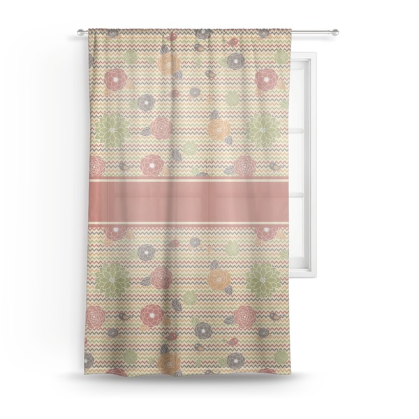 Custom Chevron & Fall Flowers Sheer Curtain - 50"x84"