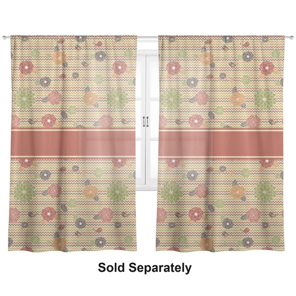 Chevron & Fall Flowers Sheer Curtains