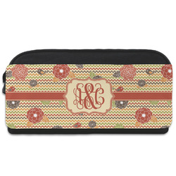 Chevron & Fall Flowers Shoe Bag (Personalized)