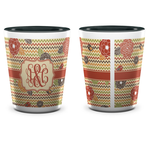 Chevron & Fall Flowers Shot Glass - Two Tone - APPROVAL