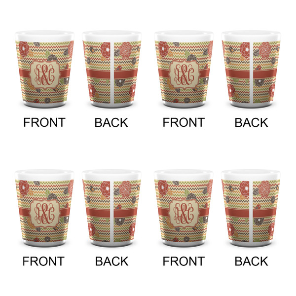 Chevron & Fall Flowers Shot Glass - White - Set of 4 - APPROVAL