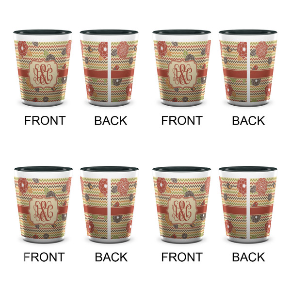 Chevron & Fall Flowers Shot Glassess - Two Tone - Set of 4 - APPROVAL