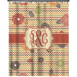 Chevron & Fall Flowers Extra Long Shower Curtain - 70"x84" (Personalized)