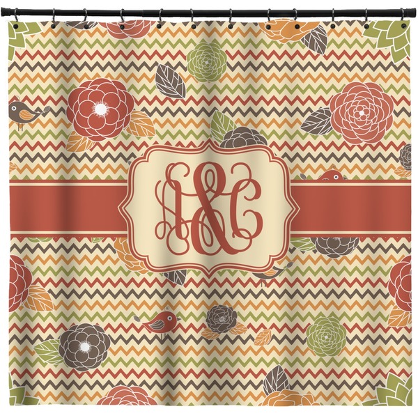 Custom Chevron & Fall Flowers Shower Curtain (Personalized)