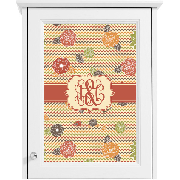 Chevron & Fall Flowers Single White Cabinet Decal