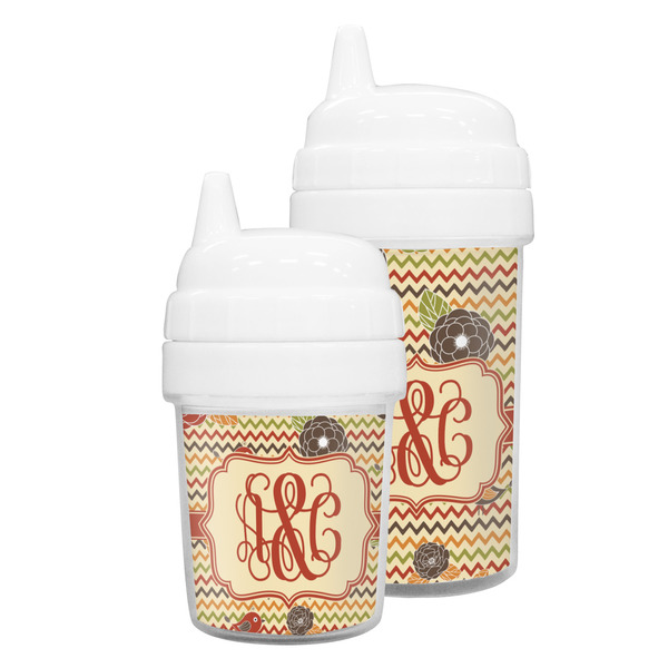 Chevron & Fall Flowers Sippy Cups