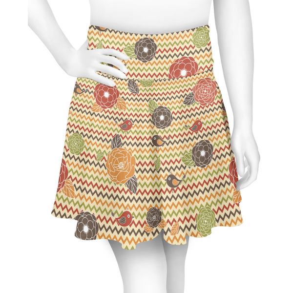 Custom Chevron & Fall Flowers Skater Skirt