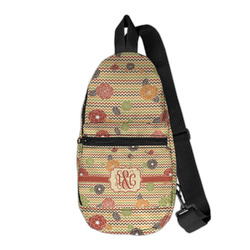 Chevron & Fall Flowers Sling Bag (Personalized)