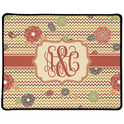 Chevron & Fall Flowers Large Gaming Mouse Pad - 12.5" x 10" (Personalized)