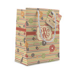 Chevron & Fall Flowers Small Gift Bag (Personalized)