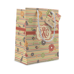 Chevron & Fall Flowers Gift Bag (Personalized)
