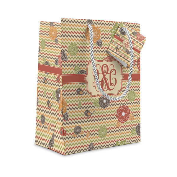 Custom Chevron & Fall Flowers Gift Bag (Personalized)