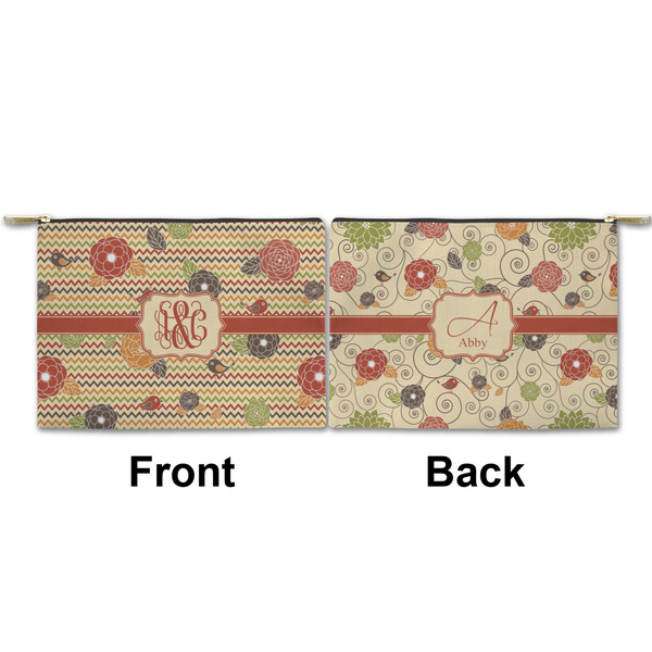 Chevron & Fall Flowers Small Zipper Pouch Approval (Front and Back)