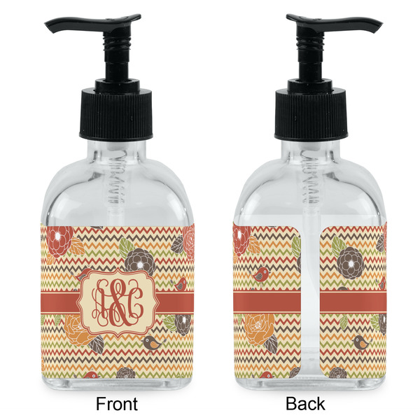 Chevron & Fall Flowers Glass Soap/Lotion Dispenser - Approval