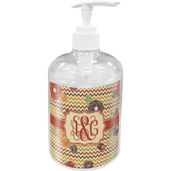 Chevron & Fall Flowers Acrylic Soap & Lotion Bottle (Personalized)