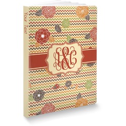 Chevron & Fall Flowers Softbound Notebook (Personalized)
