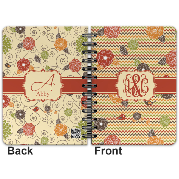 Chevron & Fall Flowers Spiral Journal 5 x 7 - Apvl