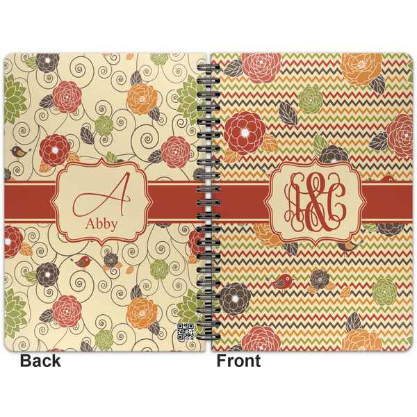 Chevron & Fall Flowers Spiral Journal 7 x 10 - Apvl