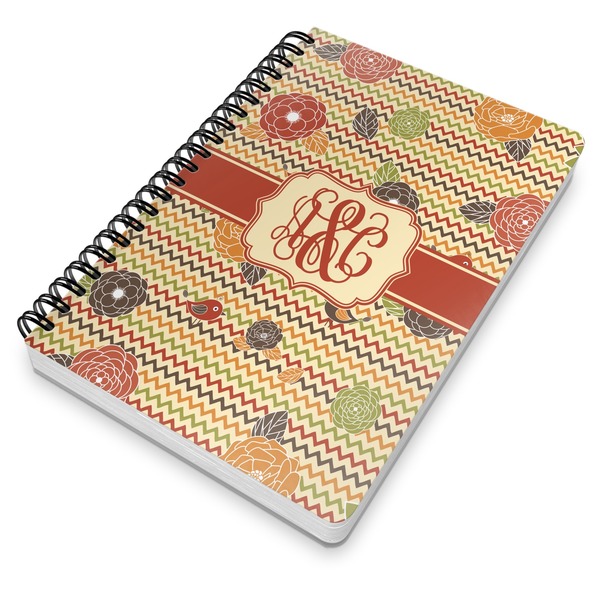 Chevron & Fall Flowers Spiral Journal 7 x 10 - Main