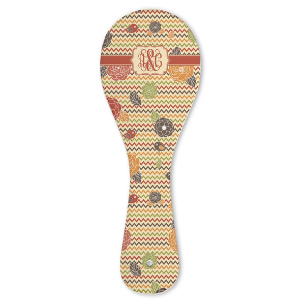 Custom Chevron & Fall Flowers Ceramic Spoon Rest (Personalized)