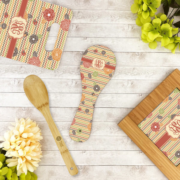 Chevron & Fall Flowers Spoon Rest Trivet - LIFESTYLE