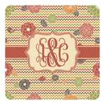 Chevron & Fall Flowers Square Decal (Personalized)