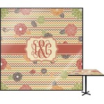 Chevron & Fall Flowers Square Table Top - 30" (Personalized)