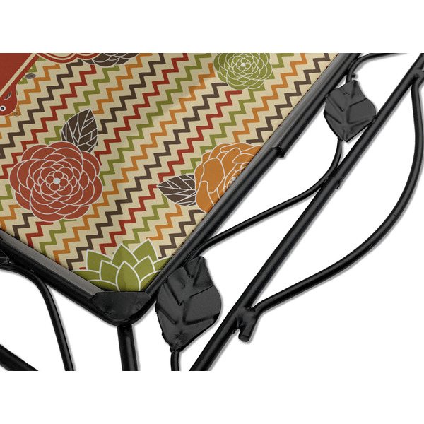 Chevron & Fall Flowers Square Trivet - Detail